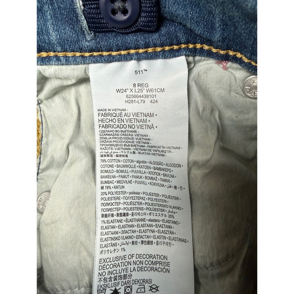 Levis 511 Slim Performance Jeans Kids Size 8 Blue Denim Adjustable Waist 511TM - Picture 5 of 6
